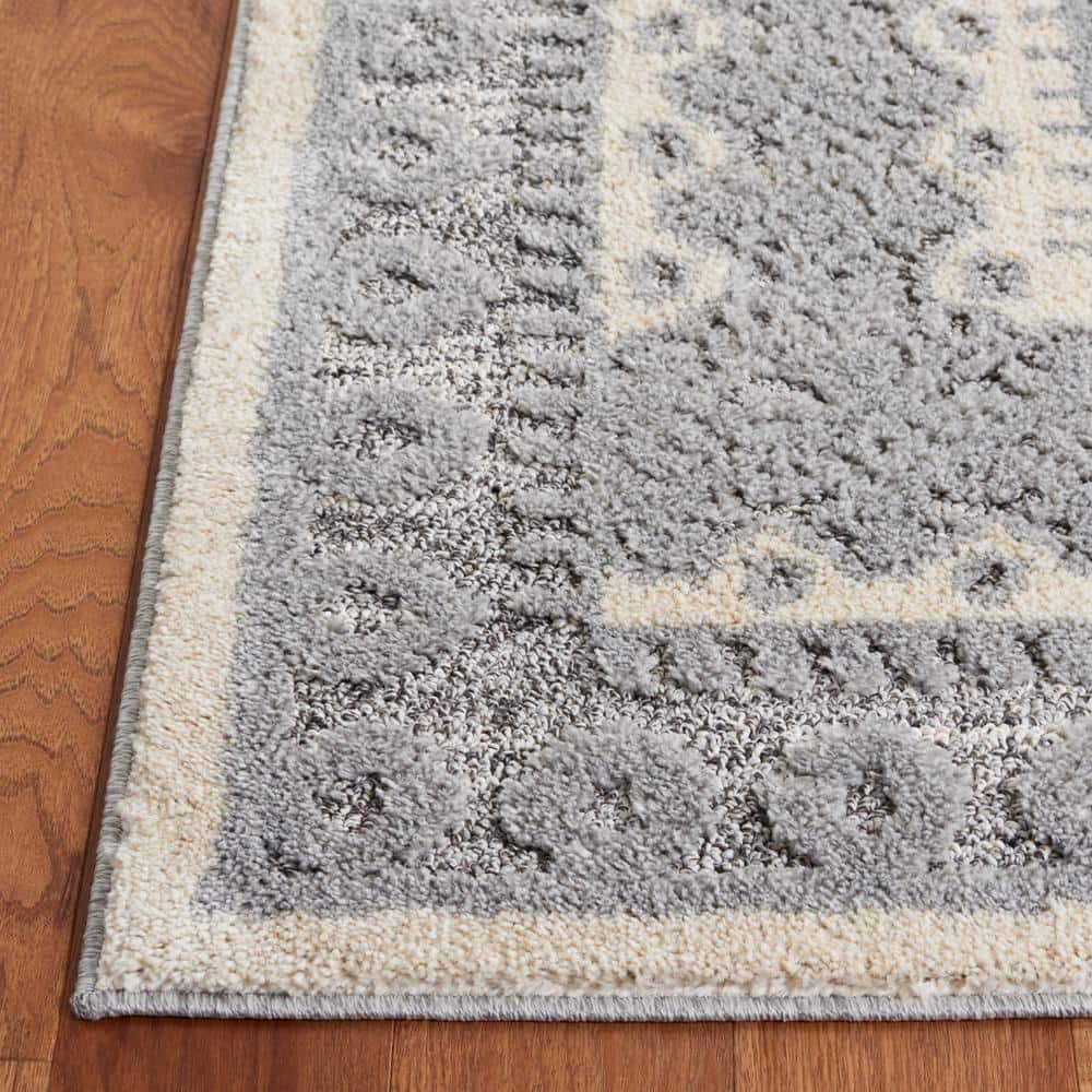 Gray Geometric Tufted Washable Shag Rug 5'1" x 7'6"