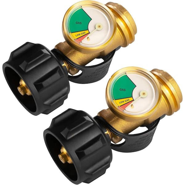 Propane Tank Gauge Level Indicator Leak Detector for 5-40lb Tanks Universal BBQ Grill RV Camper Type 1 Connection 2 Pack