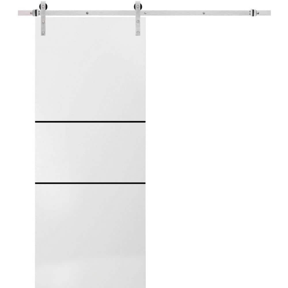 Assembly Required 30 in. x 80 in. 1-Panel White Solid Wood with Honeycomb Sliding Barn Door with Hardware Kit price history on PriceWatchPro