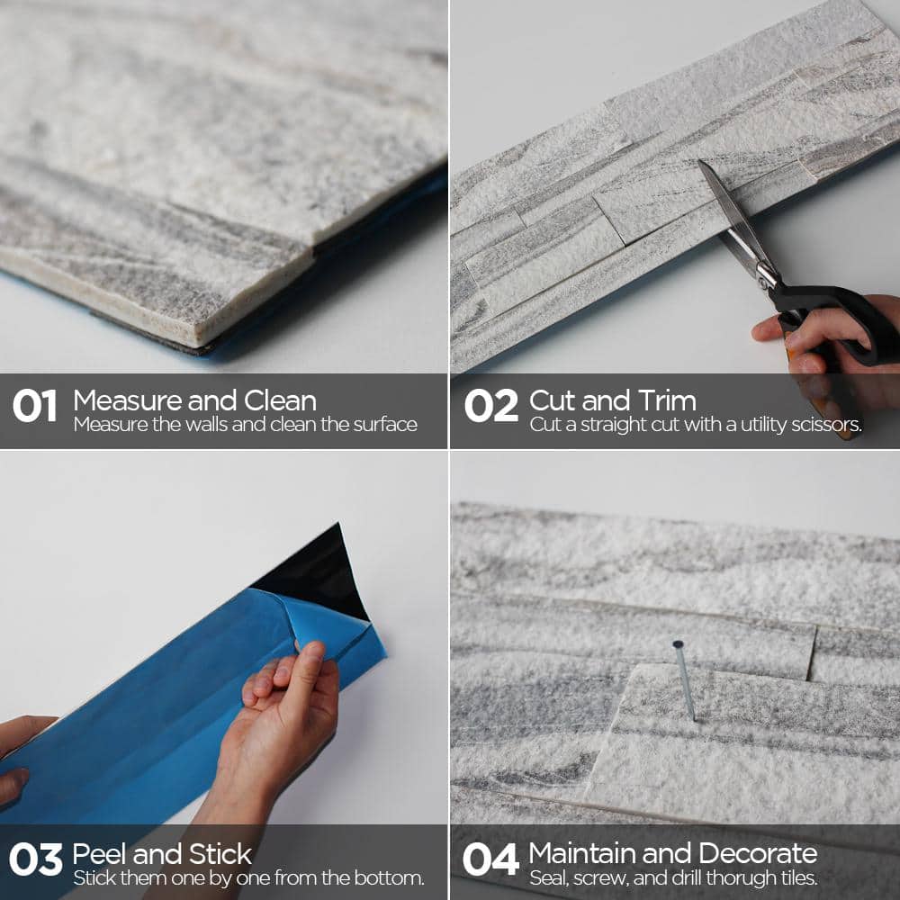 Gray Sand 24'' x 6'' Natural Stone Peel and Stick Mosaic Tile