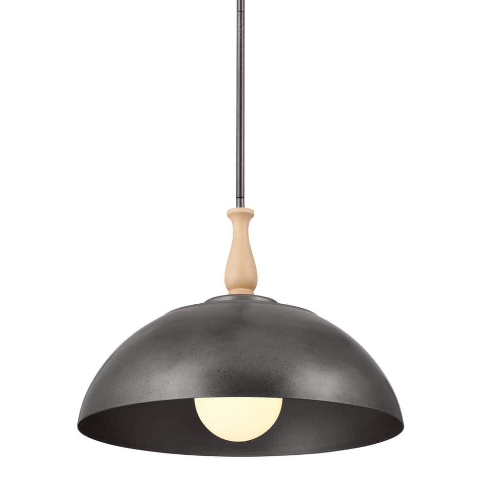 Fira Anvil Iron and Beech 18'' Single Pendant Light