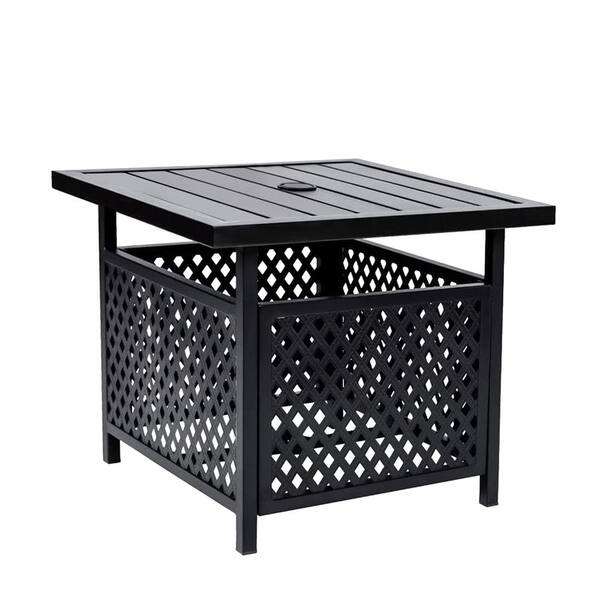 Unbranded Black Metal Outdoor Bistro Table with Umbrella Hole