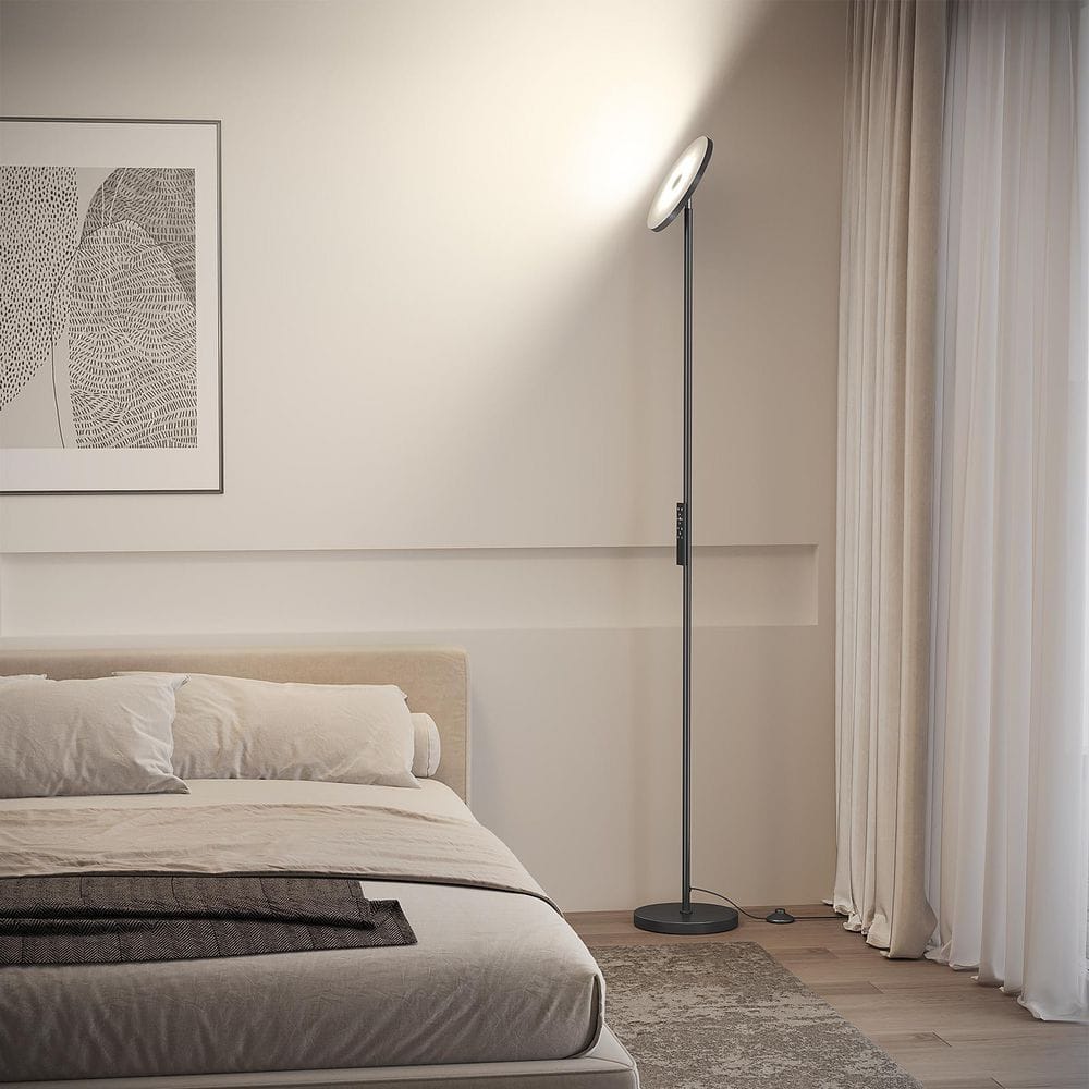 SUNMORY 69 in. Black Torchiere Floor Lamp w/ Stepless Dimmable
