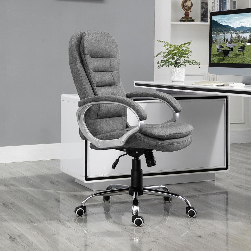Grey Adjustable Height Ergonomic High Back Home Office Chair with Armrests
