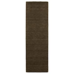 Allaire Brown 2 ft. x 8 ft. Heathered Solid Hand-Made 100% Wool Indoor Runner Area Rug