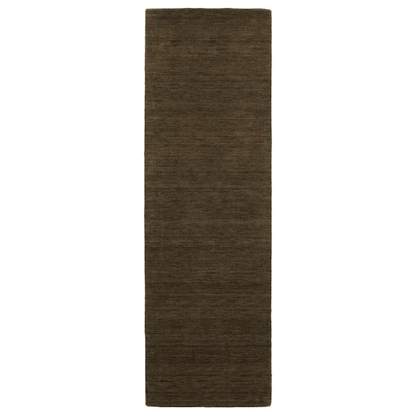 Allaire Brown 2 ft. x 8 ft. Heathered Solid Hand-Made 100% Wool Indoor Runner Area Rug
