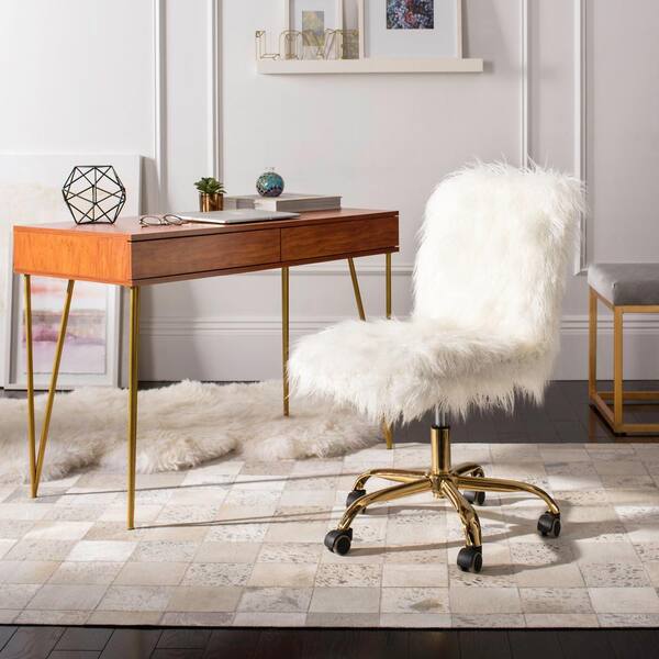 white and gold desk chair