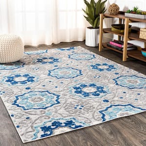 Mediterranean Medallion Blue/Gray Indoor/Outdoor 8 ft. x 10 ft. Area Rug