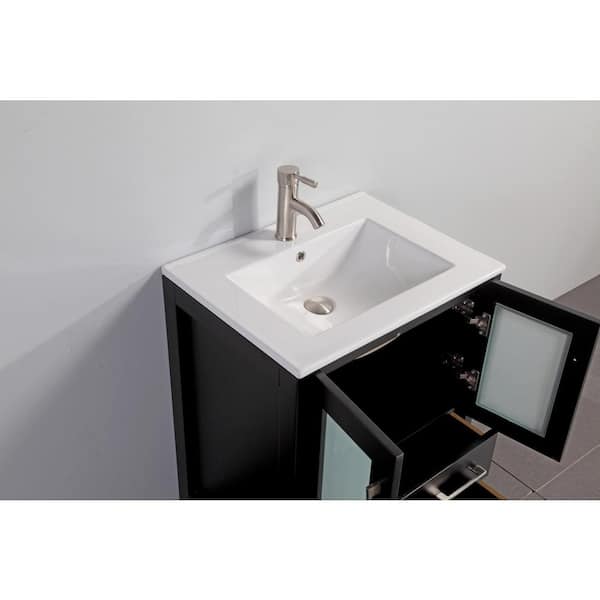 30'' Free-Standing Single Bathroom Vanity with Ceramic Vanity Top Latitude Run Sink Finish: Black