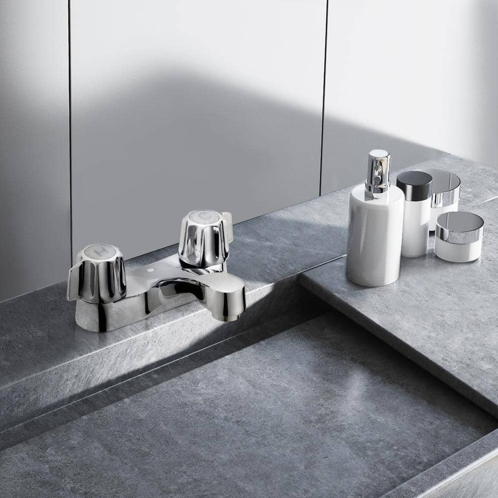 Polished Chrome Double Handle Brass Bathroom Faucet