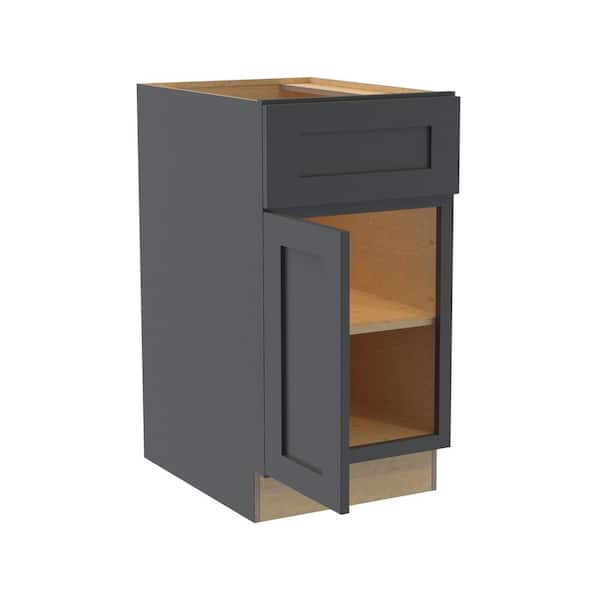 Newport 18 in. W x 24 in. D x 34.5 in. H Assembled Plywood Base Kitchen Cabinet in Deep Onyx with Soft Close LH