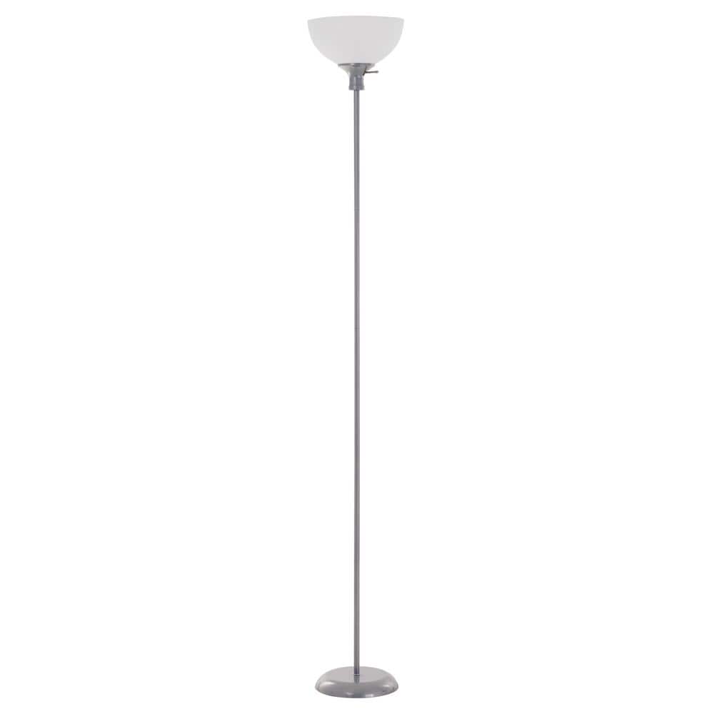 Silver Adjustable 3-Way Torchiere Floor Lamp