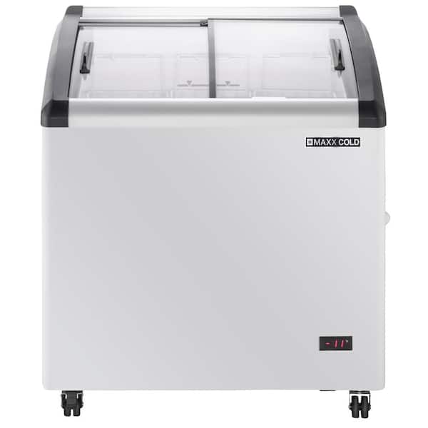 Maxx Cold 31.5 in. 4.87 cu. ft. Manual Defrost Curved Glass Top Chest Freezer Display, in White