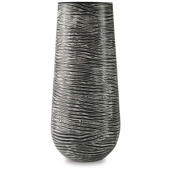 Fynn 13.5 in. Gray Metal Cylinder Decorative Vase