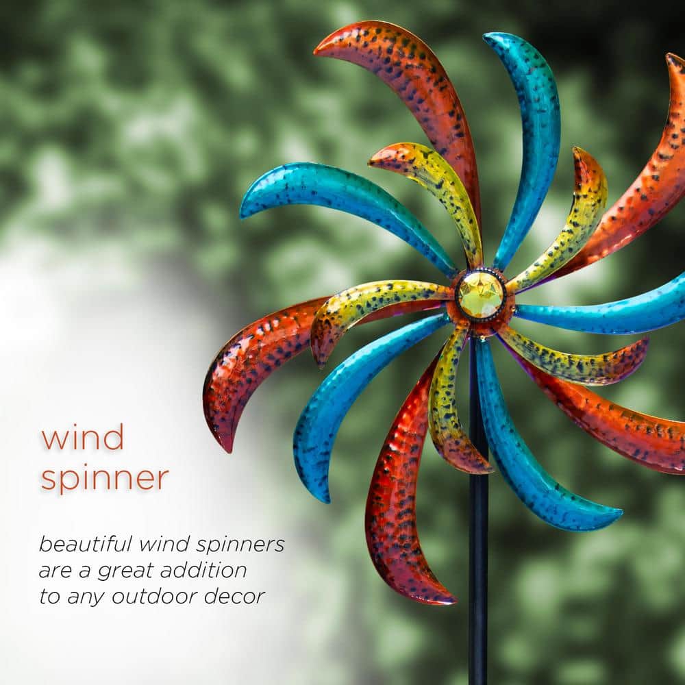 63" Multicolor Metal Windmill Garden Stake Spinner