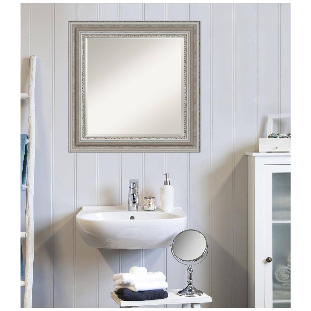 Parlor Silver Beveled Glass Bathroom Vanity Mirror