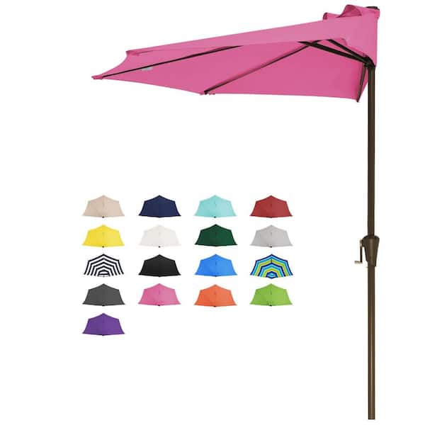 half patio umbrella uk Outsunny 3(m) Parasol, Semi Round with Metal Frame, Cran Furniture Gold These 'Half Umbrellas' Are Genius