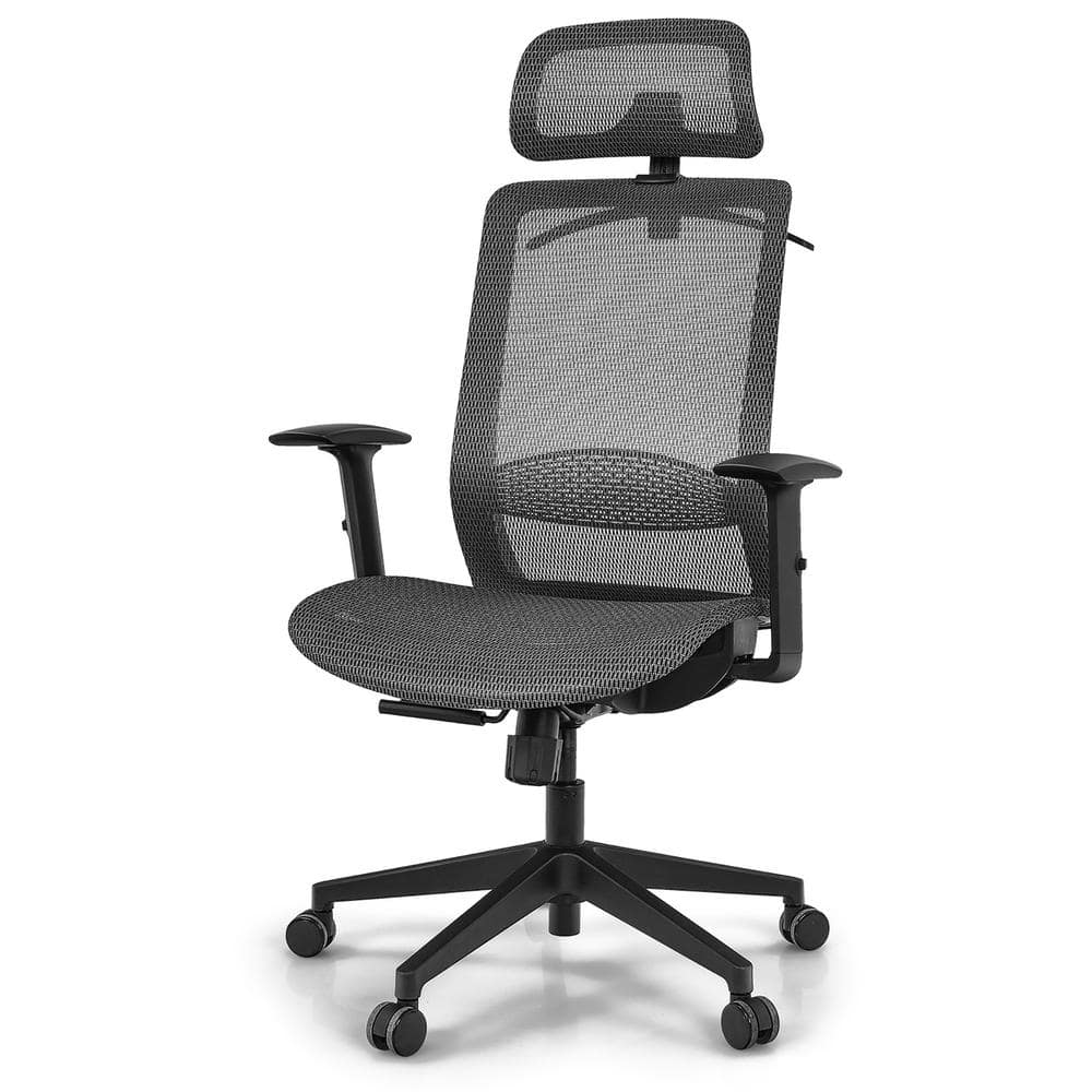 Costway Grey Ergonomic High Back Mesh Office Chair Recliner Task Chair with Hanger, Gray -  CB10120GR