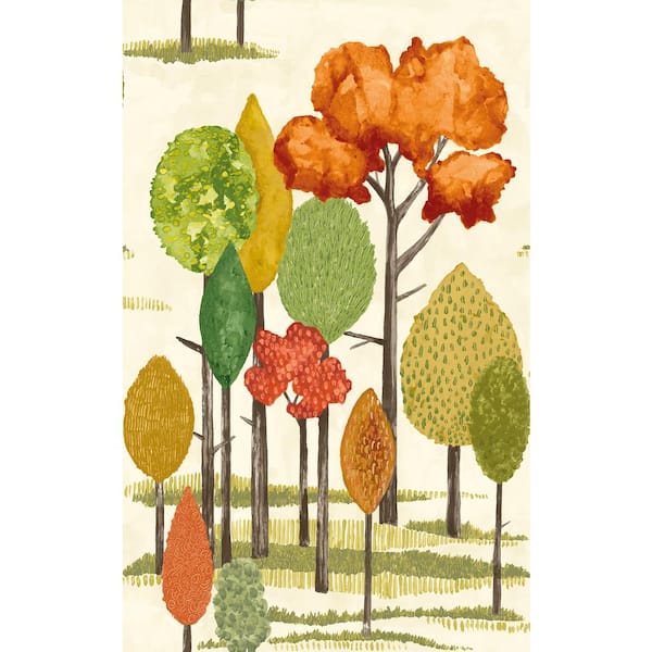 OhPopsi Green Cypress Orange Tall Trees Wallpaper Sample