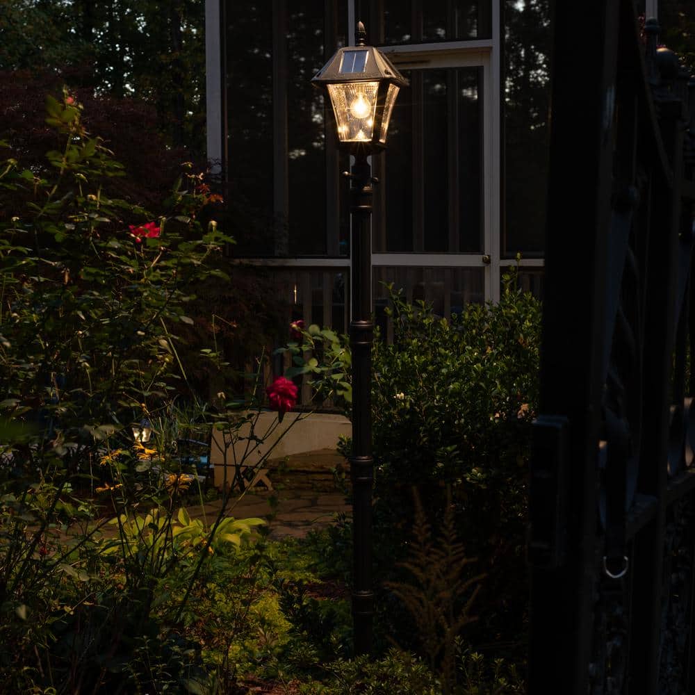Baytown II Black Resin Solar Lamp Post with LED Light