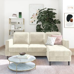 Strummer 81.5in Reversible Fabric Sectional Sofa in. Ivory Velvet