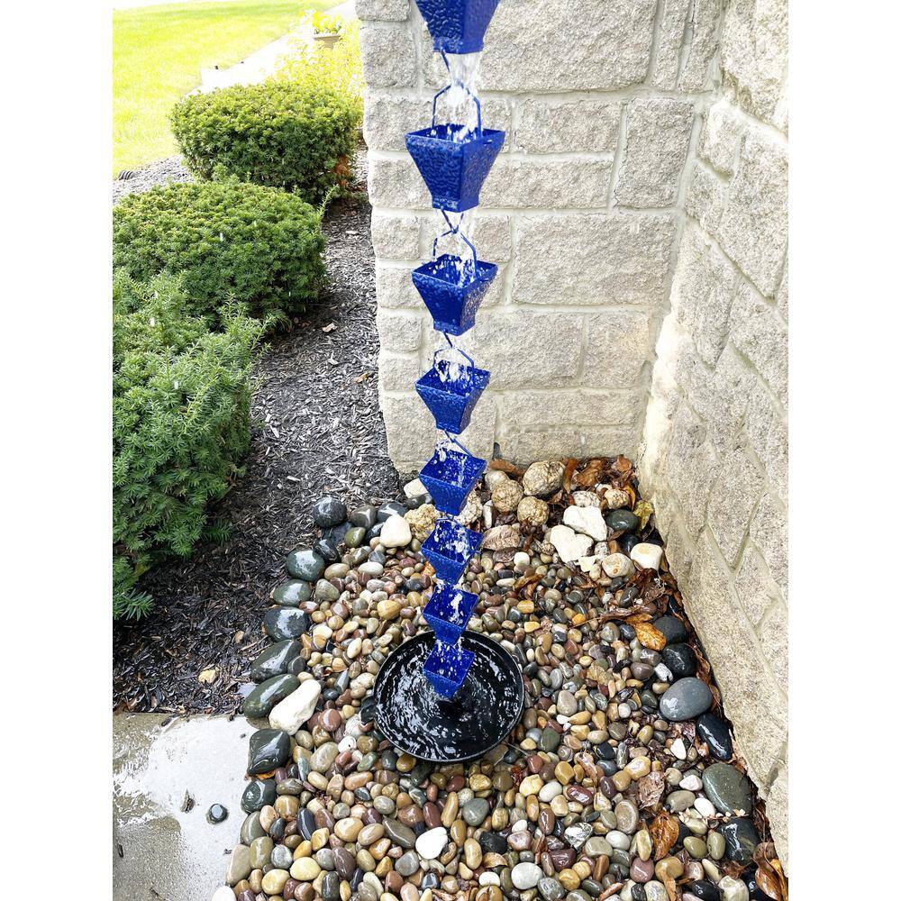 8.5 FT Blue Powder Coated Metal Rain Chain