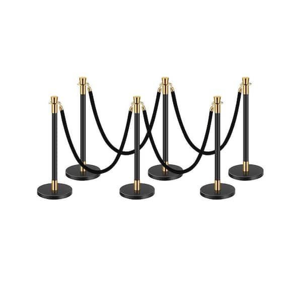 VEVOR Stanchions and Velvet Ropes, 6Pcs Crowd Control Barriers with 4 Black Velvet Ropes, Stainless Steel Stanchion Post Queue