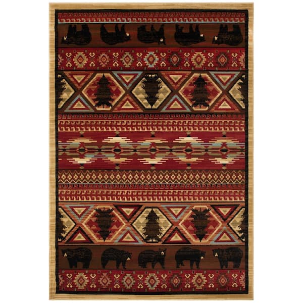 Lodge King Red Pine Claret 8 ft. x 10 ft. Lodge Area Rug