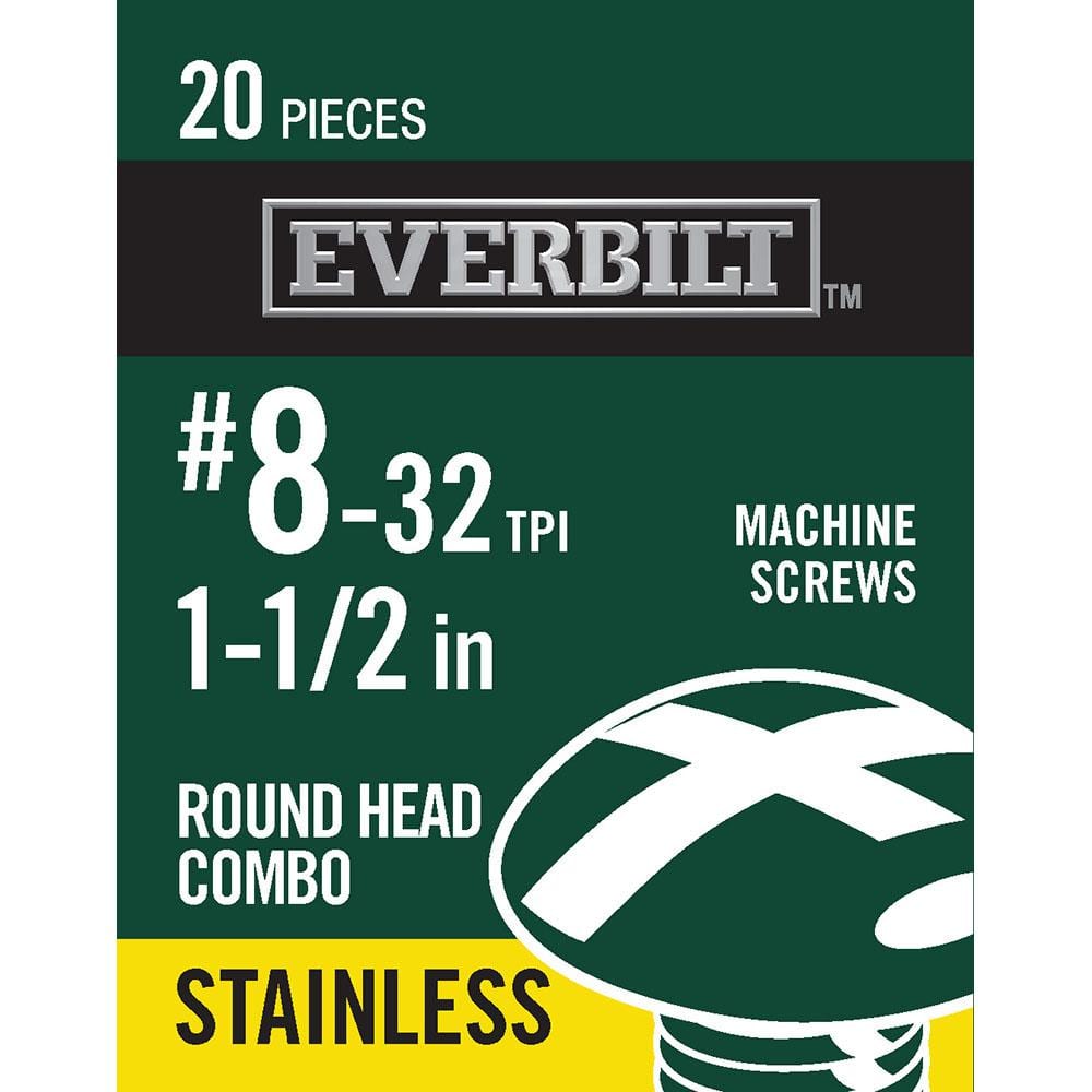"#8-32 x 1-1/2 in. Combo Round Head Stainless Steel Machine Screw (20-Pack)" price history on PriceWatchPro