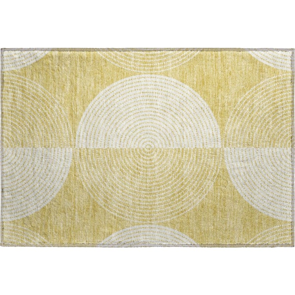 Mayfield Premium Machine Washable Abstract AMF2275 Gold 2 ft. x 3 ft. Accent Rug