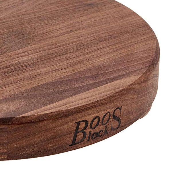 John Boos Small Walnut Wood Cutting Board for Kitchen, 12 Inches x 12  Inches, 1.5 Inches Thick Edge Grain Square Boos Block with Wooden Bun Feet