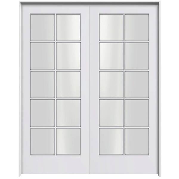 JELD-WEN Smooth 10-Lite Primed Pine Prehung Interior French Double Door with Primed Jamb-DISCONTINUED