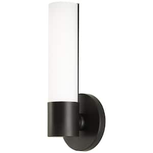Saber II 1-Light Black LED Wall Sconce with Etched Opal Glass Shade