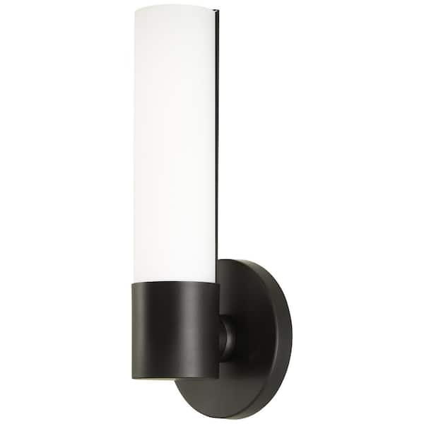 George Kovacs Saber II 1-Light Black LED Wall Sconce with Etched Opal Glass Shade