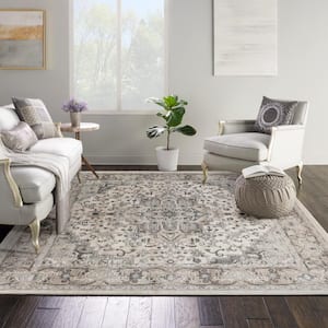 Concerto Ivory Grey 10 ft. x 10 ft. Center medallion Traditional Square Area Rug