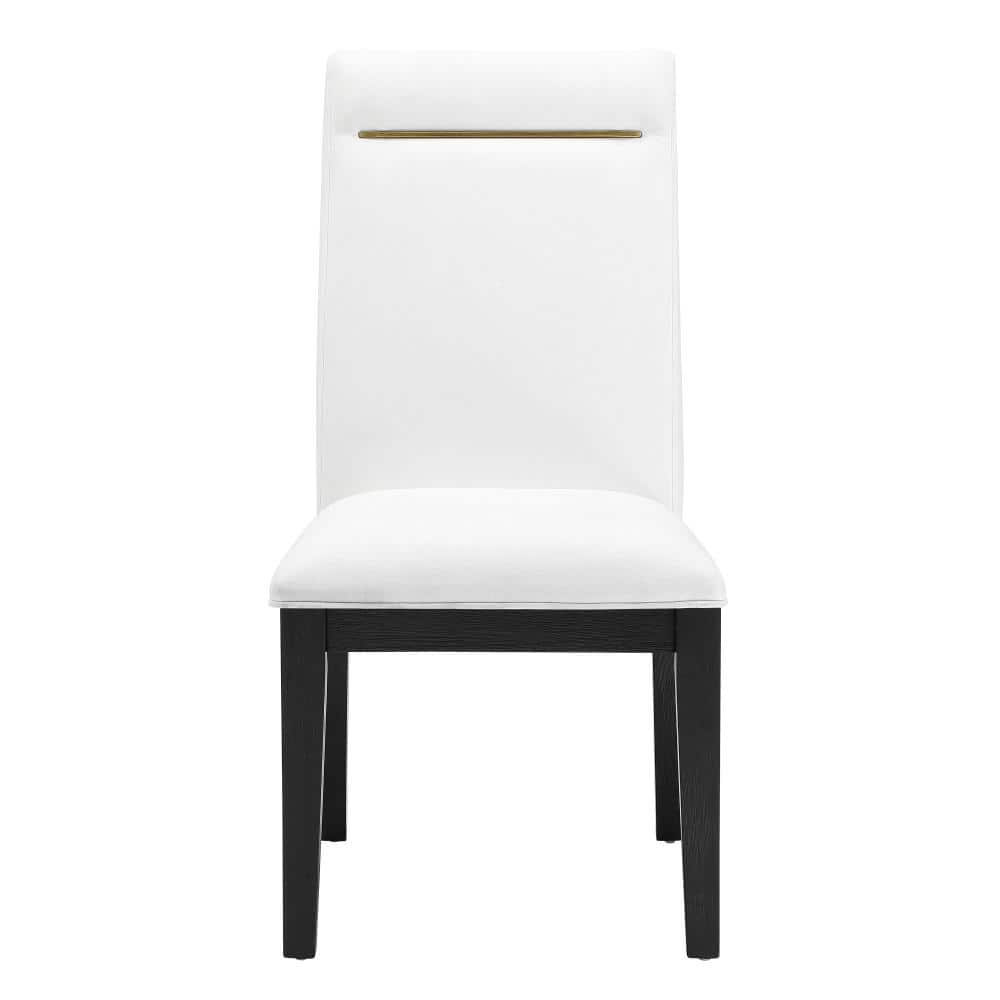 White Faux Leather Upholstered Parsons Side Chair Set