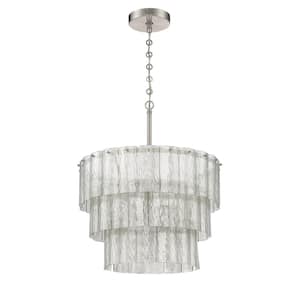 Museo 9-Light Brushed Nickel Finish with Mercury Glass Transitional Chandelier for Kitchen/Dining/Foyer No Bulb Included