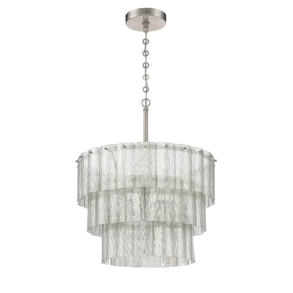 CRAFTMADE Museo 9-Light Brushed Nickel Finish with Mercury Glass Transitional Chandelier for Kitchen/Dining/Foyer No Bulb Included