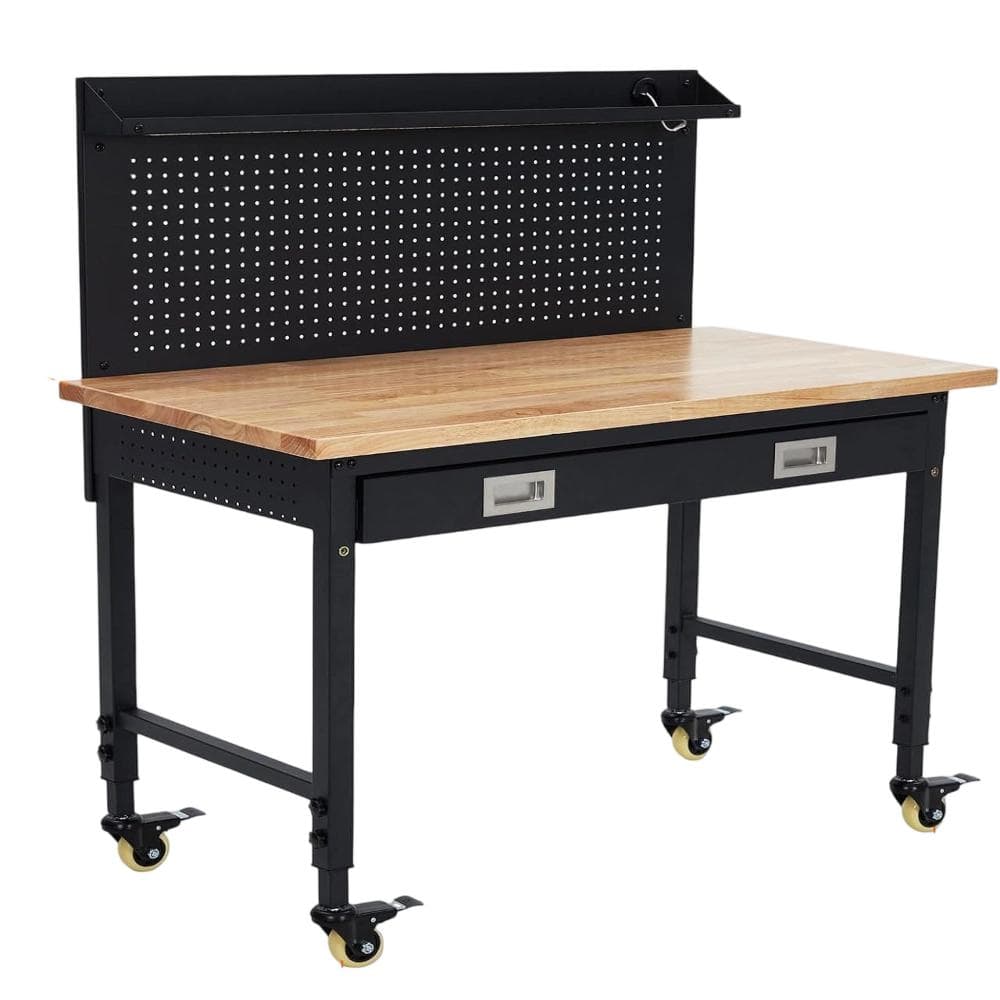 48 in. W x 24 in. D Steel Mobile Workbench with Locking Casters, Power Outlet, Adjustable Height price history on PriceWatchPro