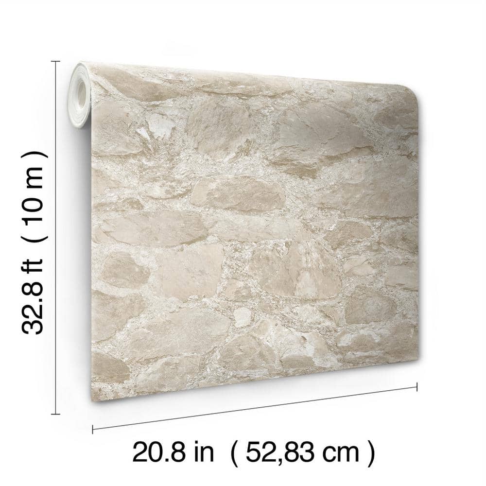Beige Stone Textured Self-Adhesive Removable Wallpaper