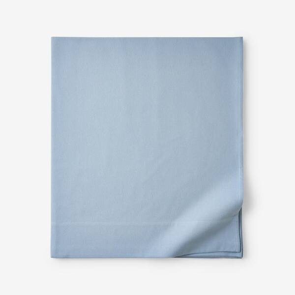 The Company Store Company Cotton Solid Velvet Flannel Powder Blue Cotton Queen Flat Sheet