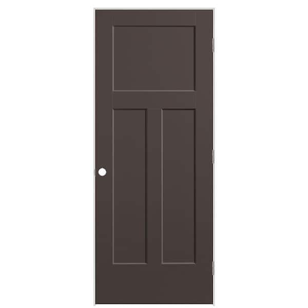 Masonite 32 in. x 80 in. 3-Panel Winslow Left-Hand Solid Core Willow Wood Molded Composite Single Prehung Interior Door