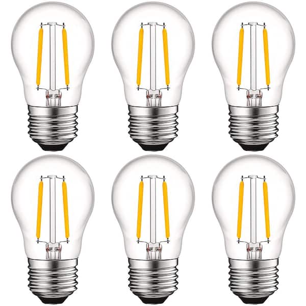 LUXRITE 40-Watt Equivalent A15 Dimmable Edison LED Light Bulbs Damp Rated 2700K Warm White (6-Pack)