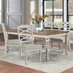 New Classic Furniture Jennifer 5-piece Wood Top Rectangle Dining Set, White and Brown