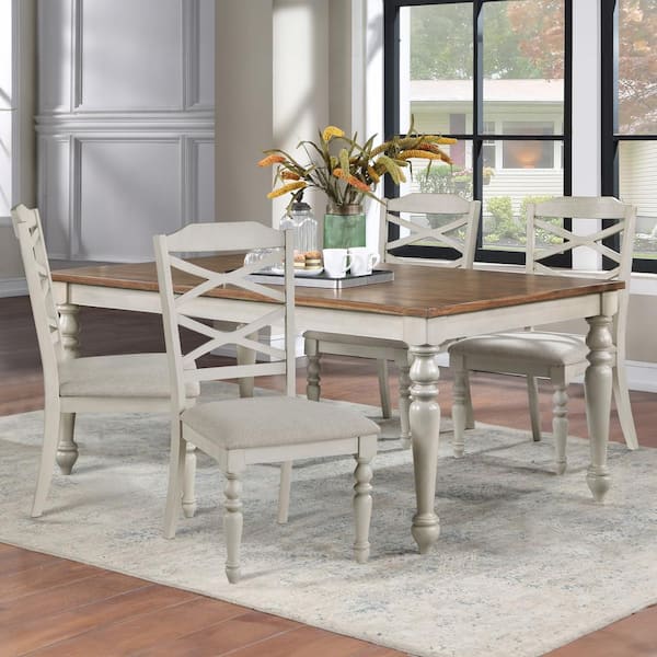 NEW CLASSIC HOME FURNISHINGS New Classic Furniture Jennifer 5-piece Wood Top Rectangle Dining Set, White and Brown