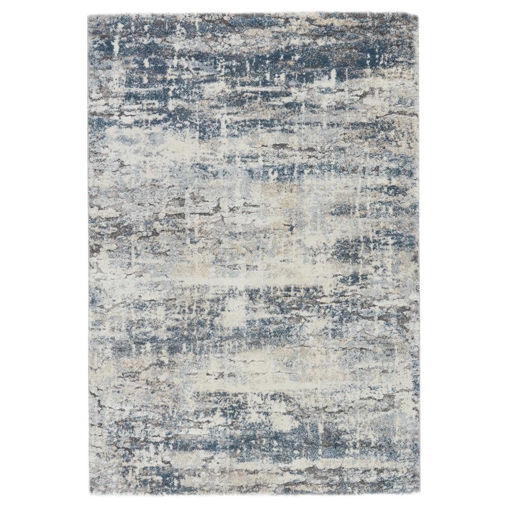 Benton Blue and Gray Abstract 8' x 10' Shag Rug