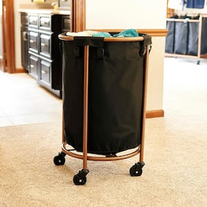 Copper Round Push-Style Laundry Hamper 32 in. with Wheels