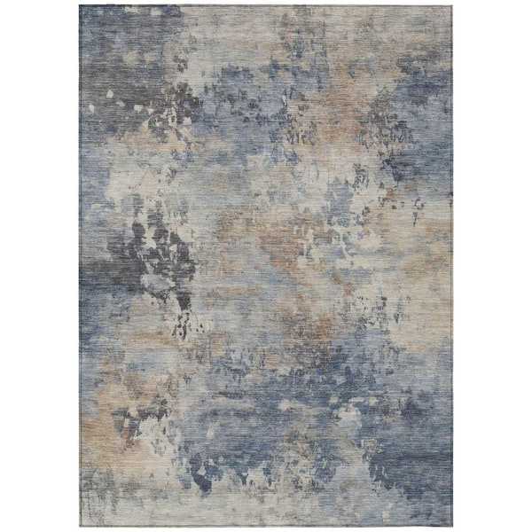 Chantille Machine Washable Indoor/Outdoor Abstract ACN2073 Denim 8 ft. x 10 ft. Area Rug