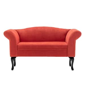 53 in. Wide Round Arm Fabric Modern Straight Sofa in Orange