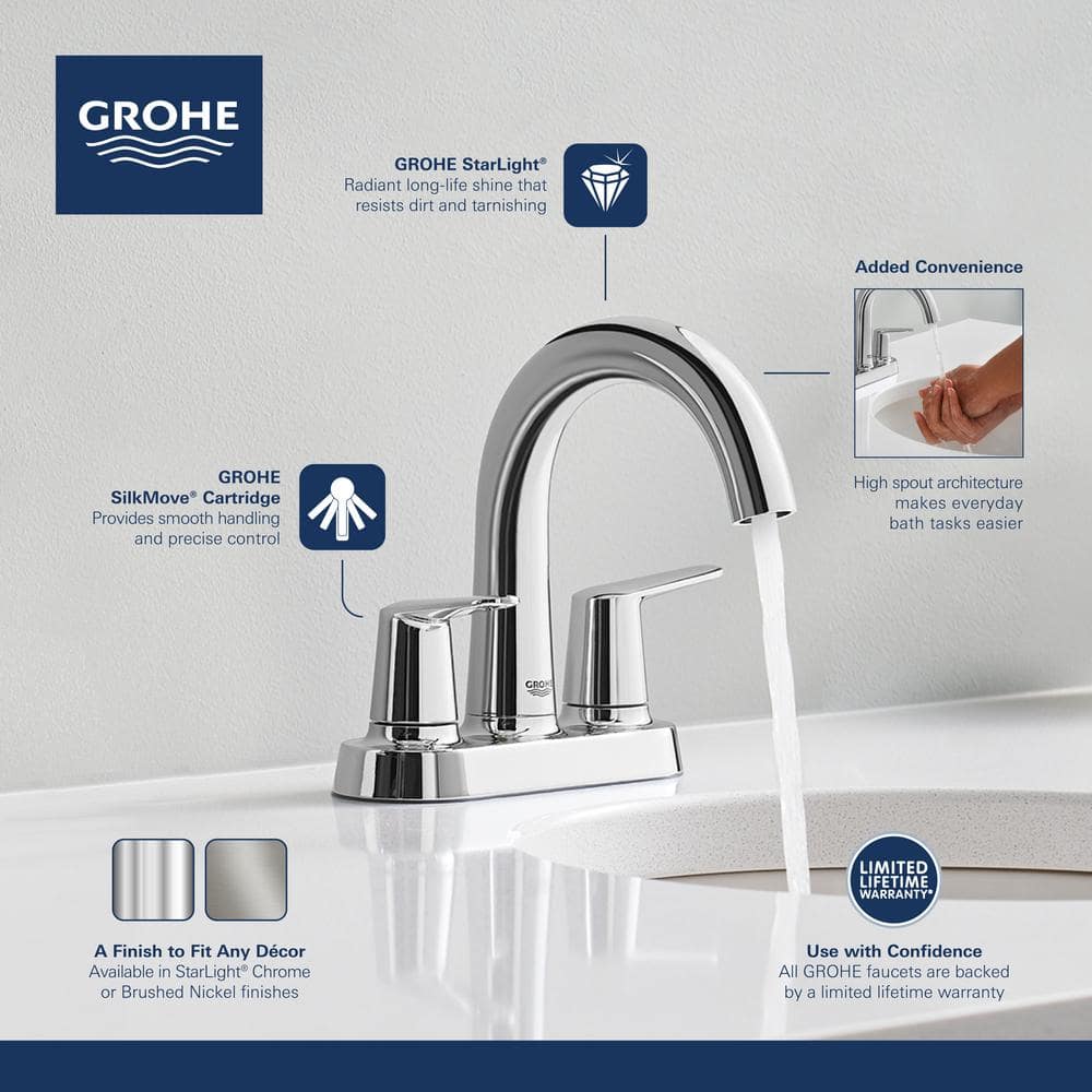 Veletto Starlight Chrome 2-Handle 4" Centerset Bathroom Faucet